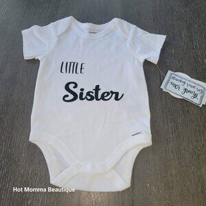 Infant Little Sister Graphic Onsie. 3-6M